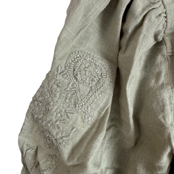 Free People Laurie Embroidered Top Medium Green - Picture 7 of 9